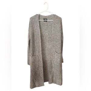 Gray Open Front Cardigan Sweater
